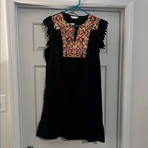 Black Women’s Dress with Colorful Embroidery